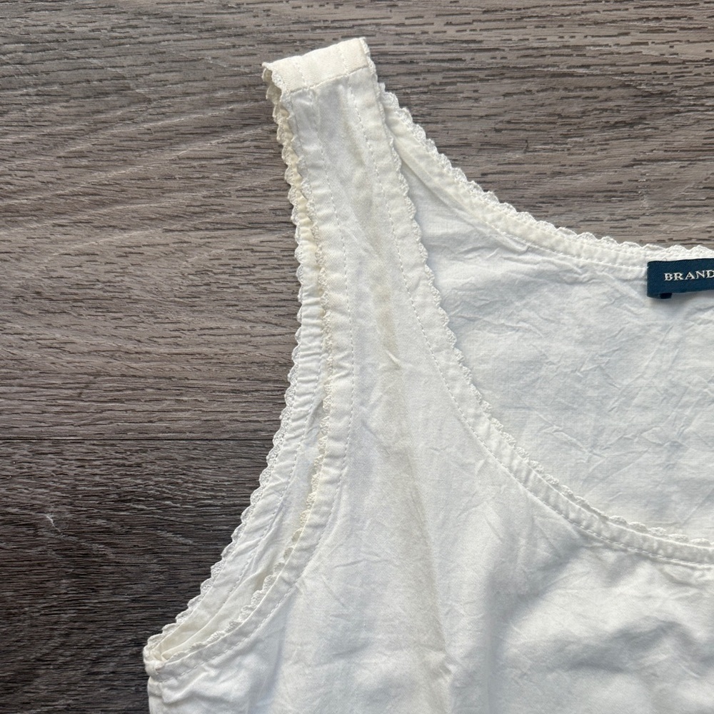 Brandy Melville White Mini Dress Button Drown Cotton - Picture 5 of 8